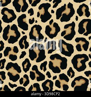 Motif peau de léopard sans coutures. Fond d'illustration vectorielle d'impression d'animal. Illustration de conception de peau de fourrure de faune pour le web, décor à la maison, mode, Illustration de Vecteur