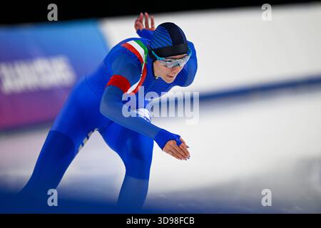 29 novembre 2025, Milan, Italie, Italie : Milan, Italie 29 novembre 2025.Coupe du monde junior de patinage de vitesse ISU 2025, stade de patinage de vitesse de Milan pour la route vers 2026.Aurora Aiello Italia concourent dans les distances individuelles féminines et les compétitions par équipes lors de la Coupe du monde junior de patinage de vitesse ISU 2025 , stade de patinage de vitesse de Milan pour la route vers 2026 (photo de Tonello Abozzi/Pacific Press) (image crédit : © Tonello Abozzi/Pacific Press via ZUMA Press) USAGE ÉDITORIAL SEULEMENT ! Non destiné à UN USAGE commercial ! Banque D'Images