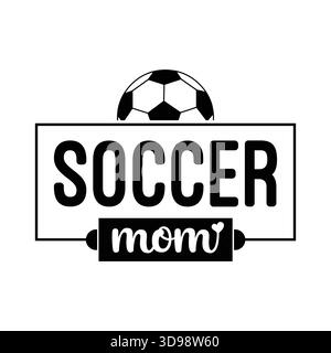 Typographie noire simple "entraîneur de football" avec soulignement de script, petit coeur et icône de ballon de football, conception minimaliste du logo entraîneur de sport pour t-shirts, capuche Illustration de Vecteur