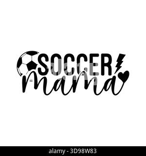 Typographie noire simple "entraîneur de football" avec soulignement de script, petit coeur et icône de ballon de football, conception minimaliste du logo entraîneur de sport pour t-shirts, capuche Illustration de Vecteur