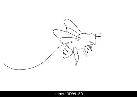 Bee dessin continu d'une ligne dans un style de contour minimaliste Illustration de Vecteur