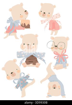 CUE Polar ours debout sur fond blanc Illustration de Vecteur