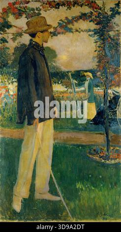 Portrait de Jean Cocteau (1889-1963), écrivain, dans le jardin d'Offranville, Blanche, Jacques-Émile, peintre, tableau, peinture, image, dimensions - travail : hauteur : 198 cm, largeur : 111 Banque D'Images