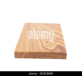 Une planche d'acacia isolée sur un fond de boulangerie blanc Banque D'Images
