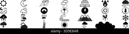 « Ensemble d'icônes de ligne de prévisions météo – Pack vectoriel de météorologie Sun Cloud Rain Snow Wind » Illustration de Vecteur