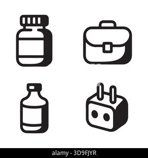 Icônes de lignes simples représentant une mallette de fournitures médicales Illustration de Vecteur