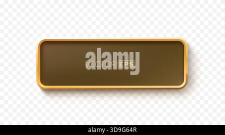Bannière rectangulaire dorée avec coins arrondis sur fond transparent, idéale pour le texte ou les messages. Illustration vectorielle Illustration de Vecteur