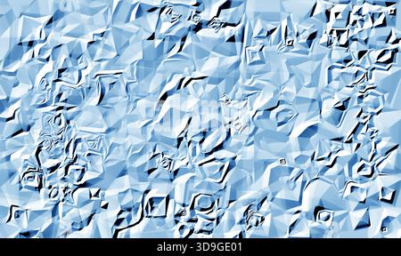 Fond de papier froissé bleu abstrait avec des plis bas-poly pointus créant une texture dynamique pour la conception numérique et les arrière-plans, la marque et le créativ Banque D'Images