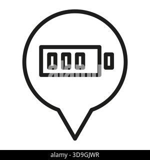 État de charge de la batterie. Notification de faible consommation. Symbole vecteur de niveau d'énergie. Indicateur à bulles vocales. Illustration de Vecteur
