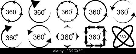 Collection d'icônes de flèche de rotation à 360 degrés Illustration de Vecteur
