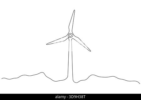 Dessin continu d'une ligne d'éolienne dans un style minimaliste Illustration de Vecteur