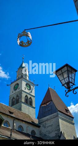 Uberlingen, Allemagne. Nikolaus Minster dans la vieille ville. C'est la plus grande église gothique sur le lac de Constance, dont la construction a duré à partir de Banque D'Images