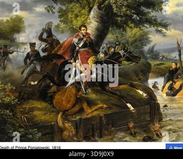 HORACE VERNET 1789-1863) peintre français. Son tableau de 1816 de la mort du général polonais Jozef Poniatowski dans la rivière White Elster en Saxe le 19 octobre 1813. Banque D'Images
