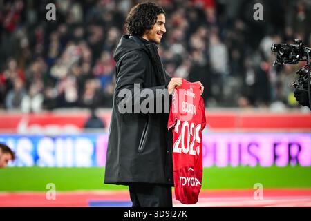 Ayyoub BOUADDI de Lille lors du championnat de France de Ligue 1 match de football entre le LOSC Lille et l'Olympique de Marseille le 5 décembre 2025 au stade Vélodrome de Marseille Banque D'Images