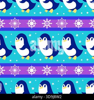 Motif de pingouin sans couture animaux de Noël pour l'emballage du papier et des tissus et des draps et des vêtements pour enfants imprimés et emballage du nouvel an et pac d'hiver Noel Banque D'Images