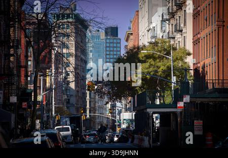 Samedi matin sur Broome Street dans Lower Manhattan, New York City, New York, États-Unis. 29 novembre 2025. Fin de semaine tranquille après les vacances de Thanksgiving aux États-Unis. Banque D'Images