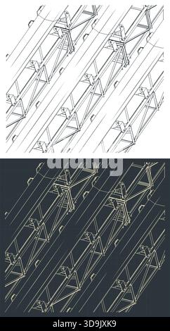 Dessins isométriques du convoyeur à bande élévatrice gros plan illustrations vectorielles stylisées Illustration de Vecteur