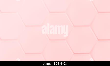 Grand motif de grille hexagonale de couleur rose ou rose avec ombre ou effet 3d sur rose. Technologie, connexion et concept de données. Fond abstrait et moderne. Banque D'Images
