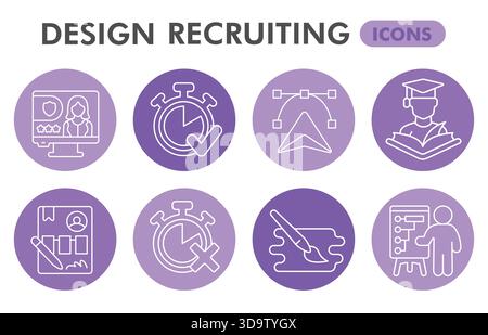 Concevoir la collection de symboles de recrutement ou des esquisses, des bulles de thème de ressources humaines dans des signes de style de ligne mince pour le web et l'application. Graphiques vectoriels isolés sur Illustration de Vecteur