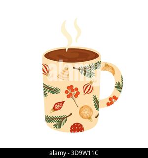 Mug de fêtes avec décorations Illustration de Vecteur