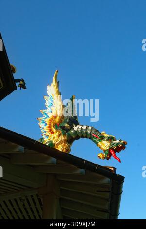 Gros plan sur les Dragons décoratifs de la Grande pagode dans les jardins botaniques royaux de Kew Richmond Angleterre Banque D'Images
