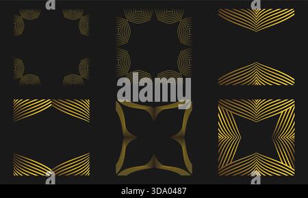 Collection d'ornement Gold Line sur fond sombre Illustration de Vecteur