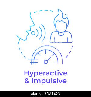 Icône de concept de dégradé bleu hyperactif et impulsif Illustration de Vecteur