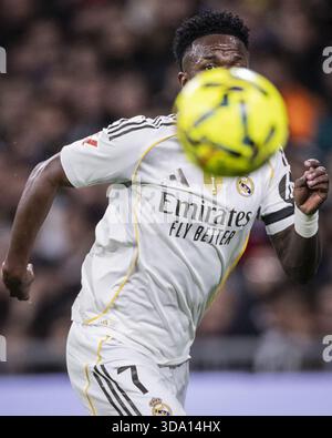 Madrid, Espagne. 07 décembre 2025. MADRID, ESPAGNE - 7 DÉCEMBRE : Vinícius Júnior du Real Madrid pendant le match entre le Real Madrid et le Celta Vigo valable pour la Liga au stade Santiago Bernabeu, à Madrid, aujourd'hui 7 décembre 2025. Photo : Ricardo Nogueira/Sports Press photo Credit : SPP Sport Press photo. /Alamy Live News Banque D'Images