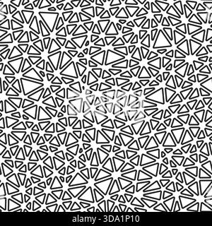 Motif sans couture vectoriel. Petite taille de triangles. Style noir et blanc. Triangles arrondis délimités. Composition reproductible. Contraste monochrome. Illustration de Vecteur