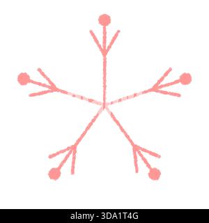 Symbole d'hiver flocon de neige rose crayon Illustration de Vecteur