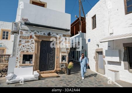Skala, Patmos, Îles du Dodécanèse, Grèce. Banque D'Images