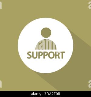 Icône D'ASSISTANCE client. Symbole de vecteur d'assistance à l'utilisateur. Fond carré arrondi. Design plat style ombré long. SPE 10. Illustration de Vecteur