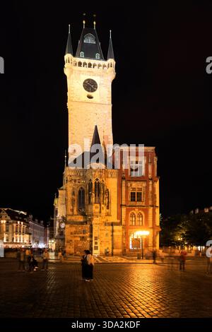 La vieille mairie de nuit, Staroměstské nám, Prague, république tchèque, Europe Banque D'Images