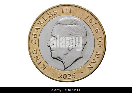 Île de Man 2025 pièce de 2 £ du roi Charles III Banque D'Images