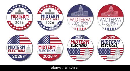 Élections de mi-mandat aux badges du Congrès des États-Unis - illustration vectorielle Illustration de Vecteur