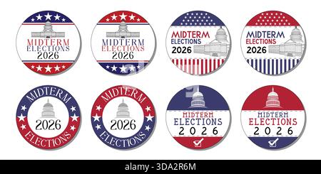 Élections de mi-mandat aux badges du Congrès des États-Unis - illustration vectorielle Illustration de Vecteur