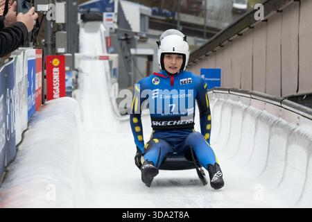 Winterberg, Allemagne. 07 décembre 2025. WINTERBERG, ALLEMAGNE - DÉCEMBRE 07 : image prise le jour 3 de la Coupe du monde de luge Eberspächer fil 2025/2026 à Veltins Ice Arena de Winterberg le 07.12.2025 en Rhénanie-du-Nord-Westphalie/Allemagne. Photo © Oliver Kremer/Beautiful Sports. Crédit : BEAUTIFUL SPORTS Pressefotoagentur/Alamy Live News Banque D'Images
