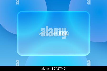 Fond dégradé bleu dynamique avec un cadre en verre moderne, offrant un espace propre pour votre design. Illustration vectorielle. Illustration de Vecteur
