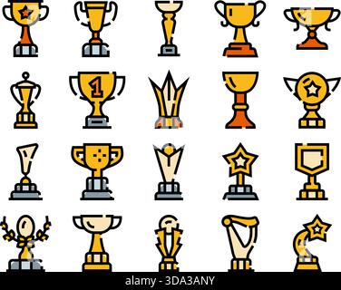Collection de trophées, récompenses et prix icônes Illustration de Vecteur