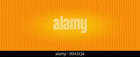 Texture de motif en nid d'abeille orange, fond hexagonal doré. Modèle hexagonal de ruche pour le produit médical naturel Bio, emballage alimentaire, cosmétique et Illustration de Vecteur