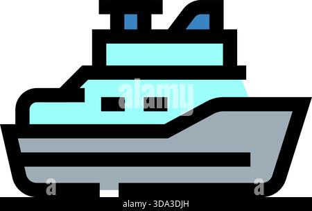 Icône de yacht à moteur représentant le voyage en mer et le luxe Illustration de Vecteur