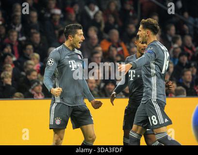 Amsterdam pays-Bas 12 décembre 2018 Ligue des Champions Ajax vs Bayern Munchen. Robert Lewandowski célèbre son objectif. Banque D'Images