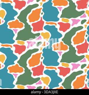 Motif sans couture de blob de formes abstraites. Fond d'éléments liquides de forme libre irréguliers. Taches d'amibe abstraites. Imprimé animal camouflage irrégulier. Simple m Illustration de Vecteur