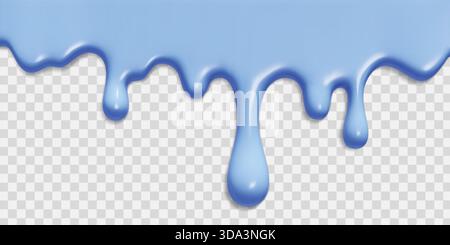 Glaçage de crème glacée goutte à goutte avec glaçage bleu fondant sur fond transparent. Illustration de Vecteur