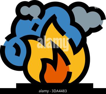 Icône d'incendie et de fumée représentant un danger de combustion Illustration de Vecteur