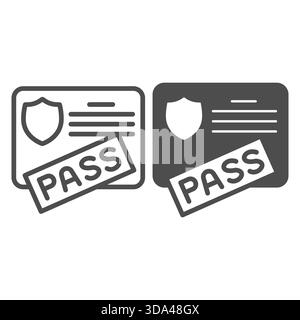 Carte avec PASSE de ligne d'essai de conduite et icône solide, concept de permis de conduire. Graphiques vectoriels. Papier avec emblème de sécurité, signe d'inspection sur dos blanc Illustration de Vecteur
