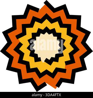 Icône d'explosion de soleil abstrait avec des lignes en zigzag Illustration de Vecteur