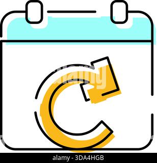 Icône de calendrier affichant une flèche circulaire pour l'actualisation des horaires Illustration de Vecteur