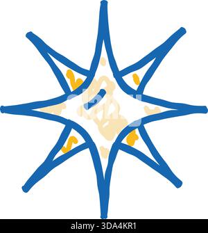 Dessin d'étoile à huit pointes avec des lignes grossières Illustration de Vecteur