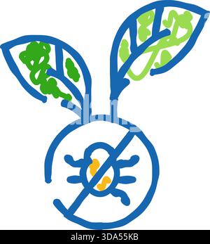 Plantes biologiques sans pesticides ou icône d'insectes Illustration de Vecteur